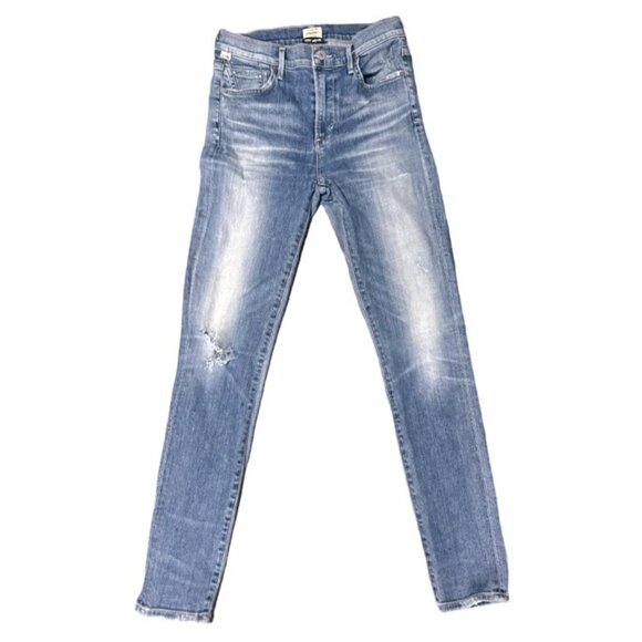 Citizens Of Humanity Denim - Citizens Of Humanity Rocket High Rise Skinny Light Wash Distressed Jeans Size 27